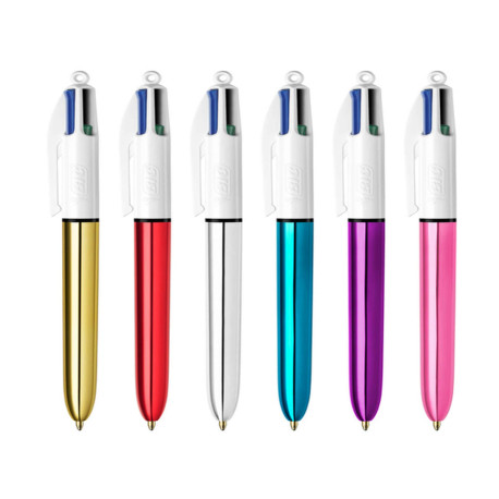 Penna sfera scatto multifunzione 4 Colours Shine - punta 1,0 mm - fusto colori assortiti - Bic - scatola 12 pezzi