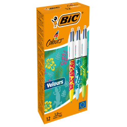 Penna a sfera scatto multifunzione 4 Colours Velours - punta 1,0 mm - 4 colori - Bic - conf. 12 pezzi