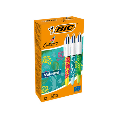 Penna sfera scatto multifunzione 4 Colours Velours - punta 1,0 mm - 4 colori - Bic - scatola 12 pezzi