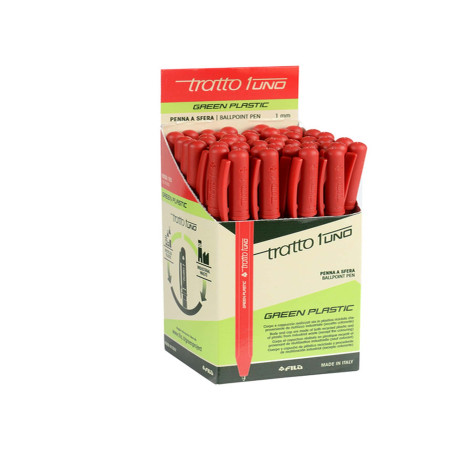 Penna sfera Tratto Uno Green - punta media 1 mm - rosso - Tratto - conf. 50 pezzi