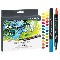 Pennarelli Aqua Brush Duo - punte 2,00 - 4,00 mm - Lyra - astuccio 24 pezzi
