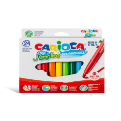 Pennarelli Jumbo - punta 6,0mm - colori assortiti - lavabili - Carioca - scatola 24 pezzi