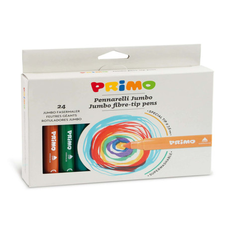 Pennarelli Jumbo - punta ø7,6mm - colori assortiti - Primo - astuccio 24 pezzi