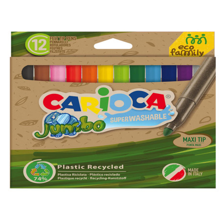 Pennarelli Jumbo Eco Family - lavabili - colori assortiti - Carioca - scatola 12 pezzi