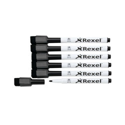Pennarelli magnetici per lavagne bianche - nero - Nobo / Rexel - conf. 6 pezzi