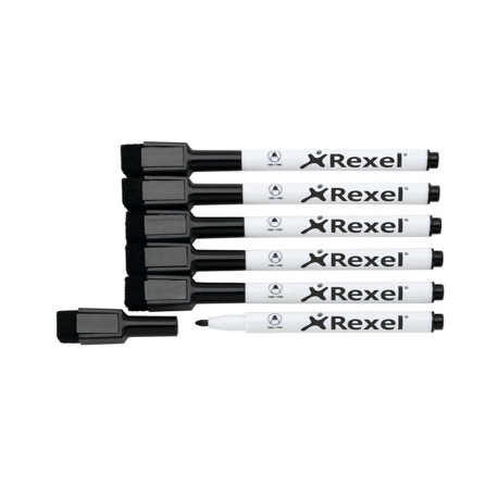 Pennarelli magnetici per lavagne bianche - nero - Nobo / Rexel - conf. 6 pezzi