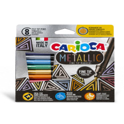 Pennarelli Metallic - punta fine - colori assortiti - Carioca - scatola 8 pezzi