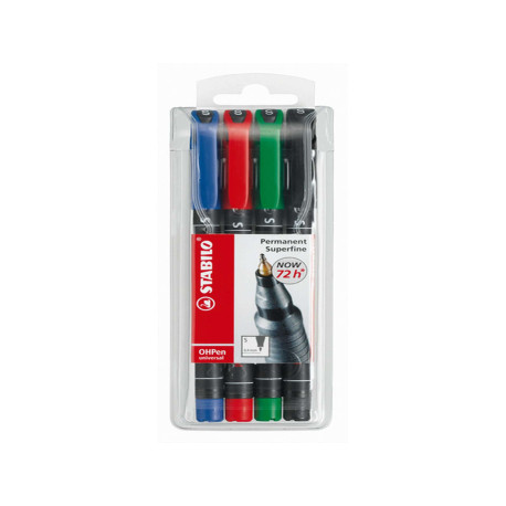 Pennarelli OHPen 841 universal permanente  - punta superfine 0,4mm - astuccio  4 colori - Stabilo