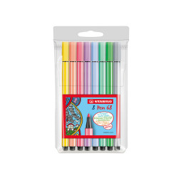 Pennarelli Pen 68 - colori assortiti pastello - Stabilo - busta 8 pezzi