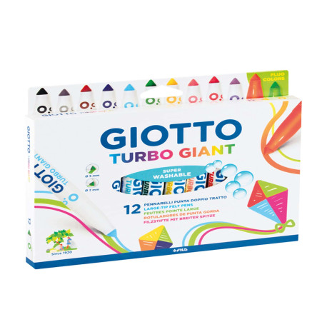 Pennarelli Turbo Giant classici - 2 colori neon - Giotto - astuccio 12 pezzi