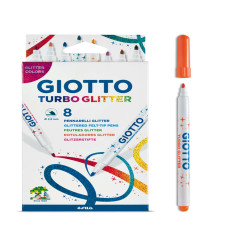 Pennarelli Turbo Glitter - punta 2,8mm - colori assortiti - Giotto - astuccio 8 pezzi