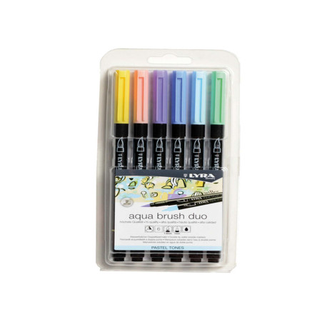 Pennarello Aqua Brush Duo - colori pastel - Lyra - conf. 6 pezzi