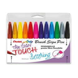 Pennarello Brush Sign Pen - colori assortiti - Pentel - conf. 12 pezzi