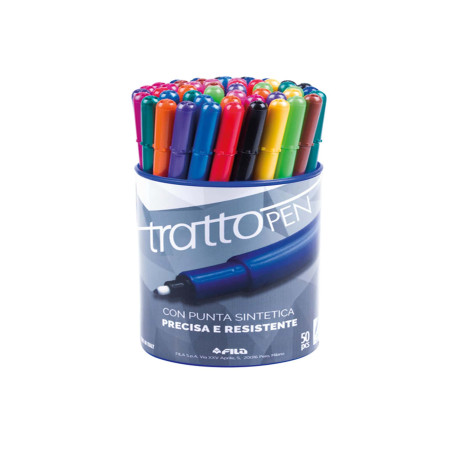 Pennarello fineliner Tratto Pen - tratto 0,5mm - colori assortiti - Tratto - barattolo 50 pezzi