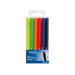 Pennarello fineliner Tratto Pen - tratto 0,5mm - colori assortiti - Tratto - busta 6 pennarelli