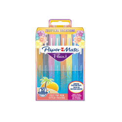 Pennarello Flair Nylon - punta feltro - 1,10mm - colori assortiti Tropical - Papermate - conf. 16 pezzi