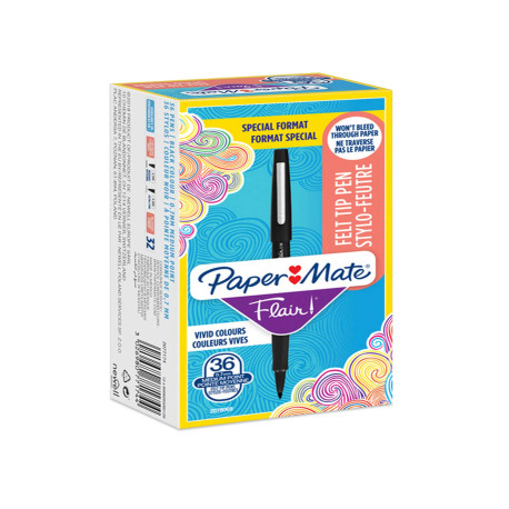 Pennarello Flair Nylon - punta feltro - 1,10mm - nero - Papermate - conf. 30 + 6 pezzi