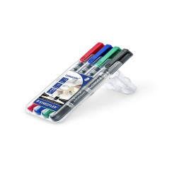 Pennarello Lumocolor Permanent Duo 348 punta feltro - punta 0,6mm e 1,5mm - astuccio 4 colori - Staedtler
