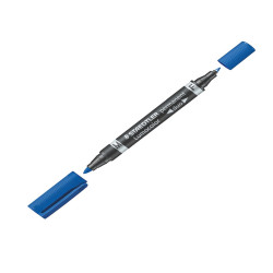 Pennarello Lumocolor Permanent Duo 348 punta feltro - punta 0,6mm e 1,5mm - blu - Staedtler