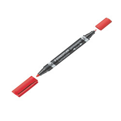 Pennarello Lumocolor Permanent Duo 348 punta feltro - punta 0,6mm e 1,5mm - rosso - Staedtler