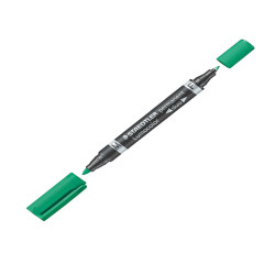 Pennarello Lumocolor Permanent Duo 348 punta feltro - punta 0,6mm e 1,5mm - verde - Staedtler