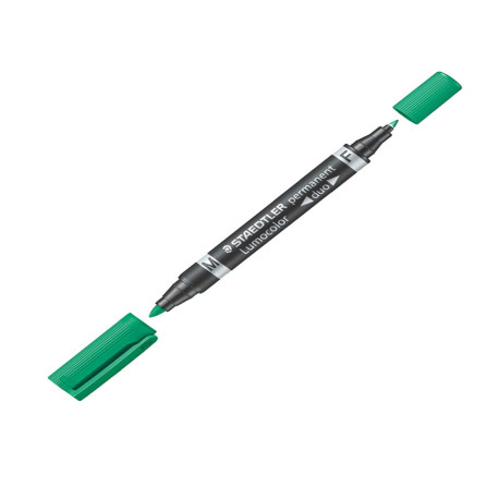 Pennarello Lumocolor Permanent Duo 348 punta feltro - punta 0,6mm e 1,5mm - verde - Staedtler