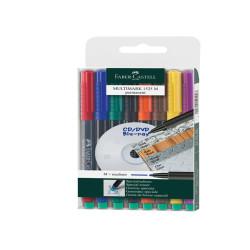 Pennarello Multimark universale permanente con gomma - punta media 1,0mm - astuccio 8 colori - Faber-Castell