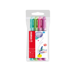 Pennarello PointMax punta feltro - punta 0,80mm - Stabilo - astuccio 4 colori: azzurro,verde,rosa,viola