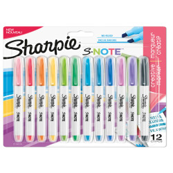 Pennarello S-Note - punta scalpello - colori assortiti - Sharpie - astuccio 12 pezzi