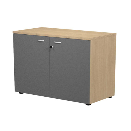 Armadio basso con ante Essence - con serratura - 90 x 46 x 85 cm - rovere/antracite