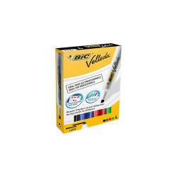 Pennarello Whiteboard Marker Velleda 1791 - punta a scalpello da 3,3 a 4,6mm - astuccio 4 colori - Bic