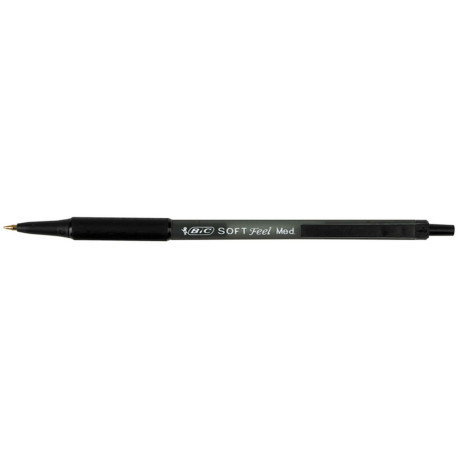 Penne a sfera a scatto Soft Feel - punta 1,0mm - nero  - Bic - conf. 12 pezzi