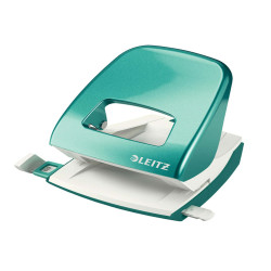 Perforatore 5008 New NeXXt WOW - passo 8 cm - max 30 fogli - 2 fori - acqua marina metallizzato - Leitz
