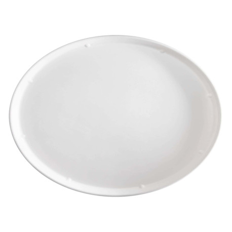 Piatto piano monouso - per pizza - rotondo - diametro 32,5 cm - canna da zucchero - bianco - Signor Bio - conf. 50 pezzi