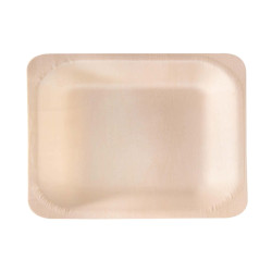 Piatto piano monouso - quadrato - 14,5 x 14,5 cm - legno - colore naturale - Signor Bio - conf. 50 pezzi