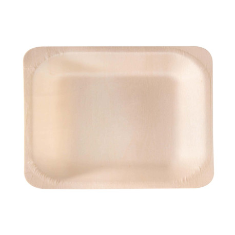 Piatto piano monouso - quadrato - 14,5 x 14,5 cm - legno - colore naturale - Signor Bio - conf. 50 pezzi