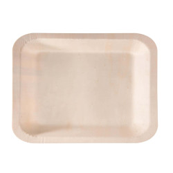 Piatto piano monouso - quadrato - 25 x 25 cm - legno - colore naturale - Signor Bio - conf. 50 pezzi