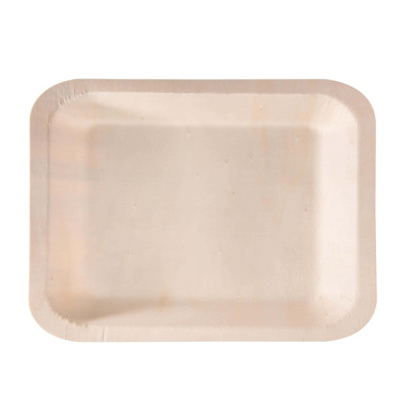 Piatto piano monouso - quadrato - 25 x 25 cm - legno - colore naturale - Signor Bio - conf. 50 pezzi