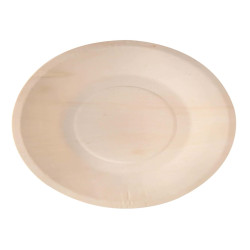 Piatto piano monouso - rotondo - diametro 21,5 cm - legno - colore naturale - Signor Bio - conf. 50 pezzi