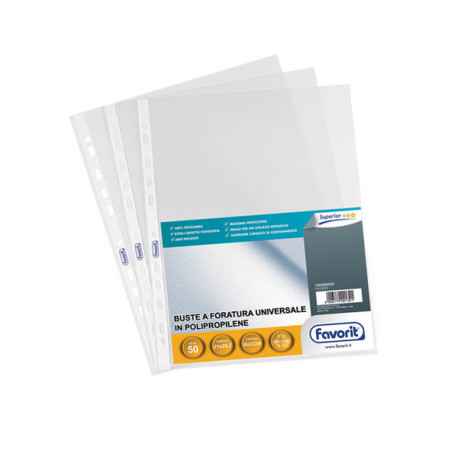 Buste forate Special PP - Superior - buccia - 21 x 29,7 cm - trasparente - Favorit - conf. 50 pezzi