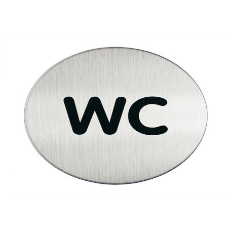 Pittogramma adesivo - WC - diametro 8,3 cm - acciaio - Durable