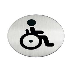 Pittogramma adesivo - WC diversamente abili - diametro 8,3 cm - acciaio - Durable