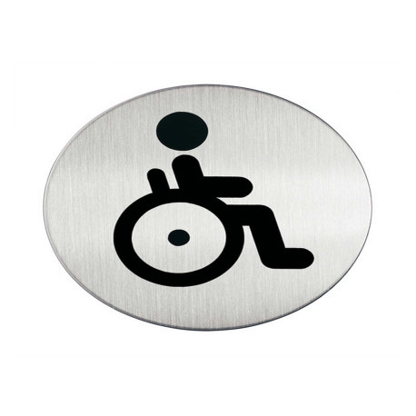 Pittogramma adesivo - WC diversamente abili - diametro 8,3 cm - acciaio - Durable