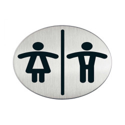 Pittogramma adesivo - WC donne/uomini - diametro 8,3 cm - acciaio - Durable