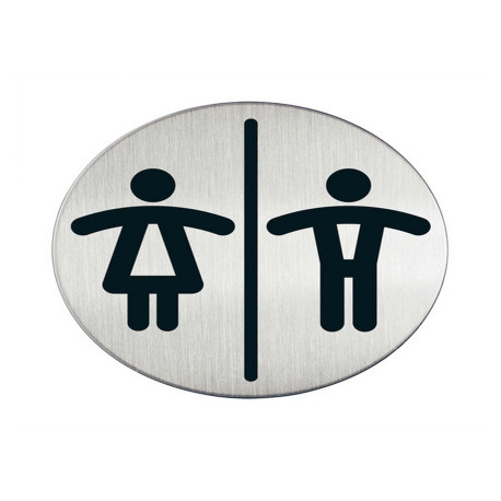 Pittogramma adesivo - WC donne/uomini - diametro 8,3 cm - acciaio - Durable