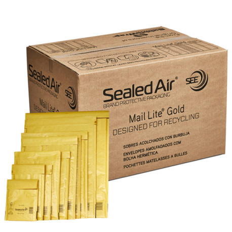 Busta imbottita Mail Lite Gold - C (15x21 cm) - avana - Sealed Air - confezione risparmio 100 pezzi