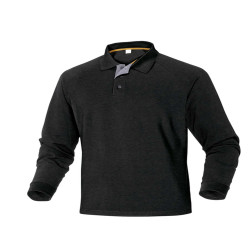 Polo a maniche lunghe Turino - 100% cotone - taglia L - nero - Deltaplus
