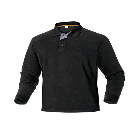 Polo a maniche lunghe Turino - 100% cotone - taglia XL - nero - Deltaplus