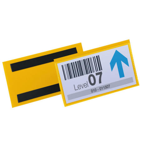 Buste identificative magnetiche - 150 x 67 mm - giallo - Durable - conf. 50 pezzi