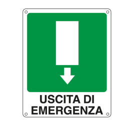 Cartello segnalatore - 25x31 cm - USCITA DI EMERGENZA - alluminio - Cartelli Segnalatori